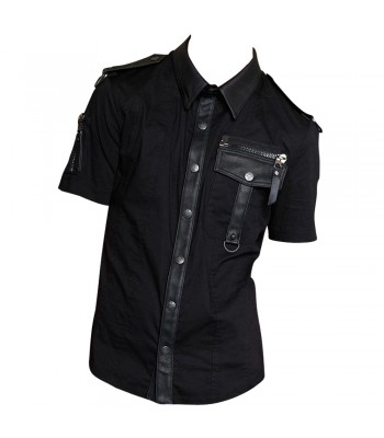 Men Gothic Police Officer Shirt Black Goth Clearance Shirt Cotton Shirt